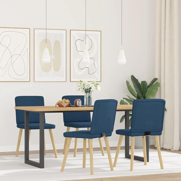vidaXL Chaises &agrave; manger lot de 4 bleu tissu