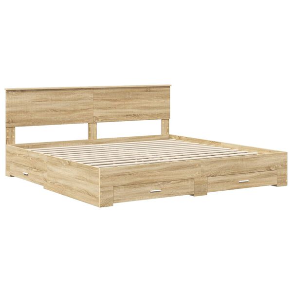 vidaXL Cadre de lit Ch&ecirc;ne Sonoma 200 x 200 cm Bois d'ing&eacute;nierie