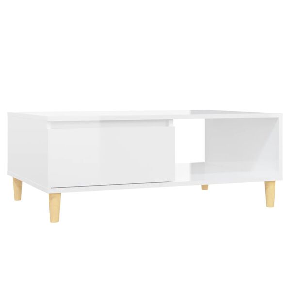 vidaXL Table basse blanc brillant 90x60x35 cm bois d'ing&eacute;nierie
