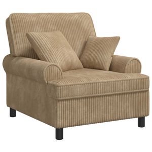 vidaXL Fauteuil XL avec coussins Taupe Tissu &agrave; 1,5 lignes