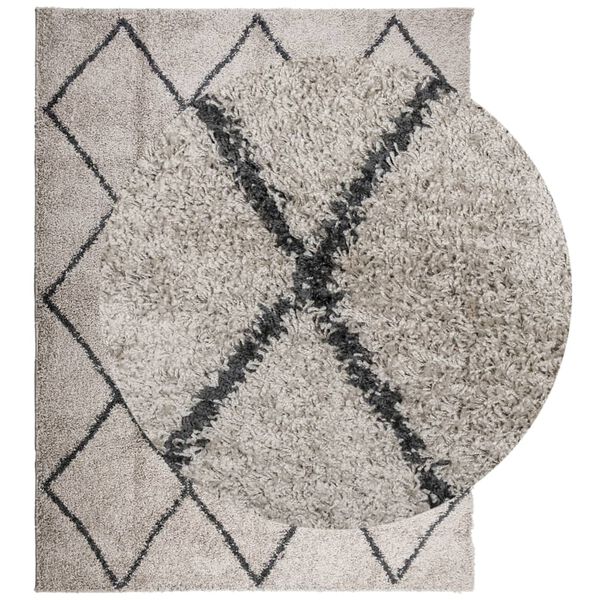vidaXL Tapis shaggy &agrave; poils longs moderne beige anthracite 300x400 cm