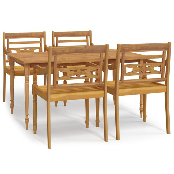 vidaXL Ensemble &agrave; manger de jardin 5 pcs Bois de teck massif