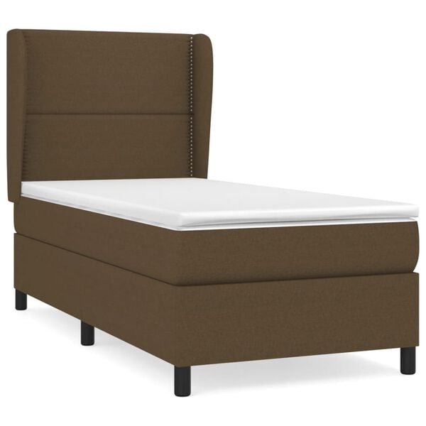vidaXL Sommier &agrave; lattes de lit avec matelas Marron fonc&eacute; 90x190 cm