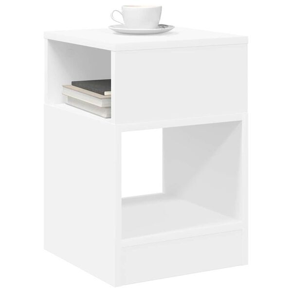 vidaXL Table d'appoint Blanc 30,5 x 30 x 45 cm Bois d'ing&eacute;nierie