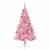 vidaXL Sapin de No&euml;l artificiel pr&eacute;-&eacute;clair&eacute; Rose 180 cm PVC