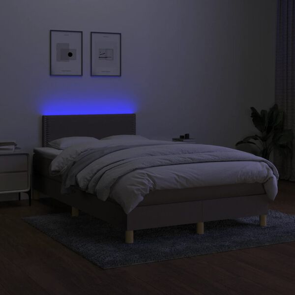 vidaXL Sommier &agrave; lattes de lit matelas et LED taupe 120x190 cm tissu