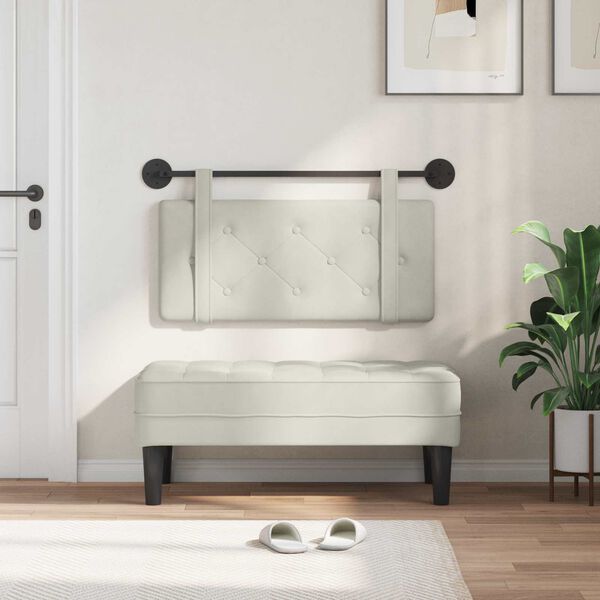 vidaXL T&ecirc;te de lit suspendue Cr&egrave;me 90 x 55 x 5 cm Velours