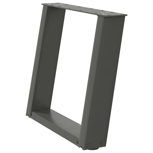 vidaXL Pieds de table basse en U, 2 pi&egrave;ces, anthracite, 50 x (42-43) cm, acier