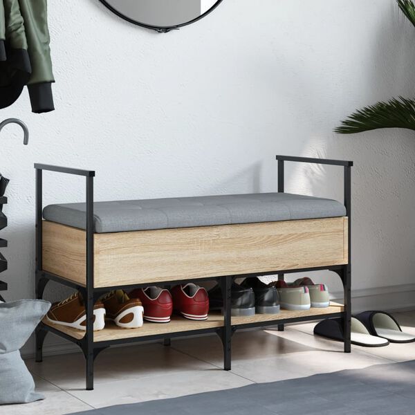 vidaXL Banc &agrave; chaussures ch&ecirc;ne sonoma 85,5x42x57,5 cm bois ing&eacute;nierie