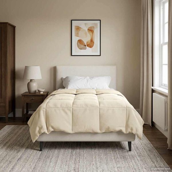 vidaXL Duvet complet toute l'ann&eacute;e Cr&egrave;me 155 x 200 cm Microfibre