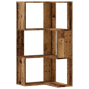 vidaXL Biblioth&egrave;que d'angle &agrave; 3 niveaux vieux bois bois d'ing&eacute;nierie