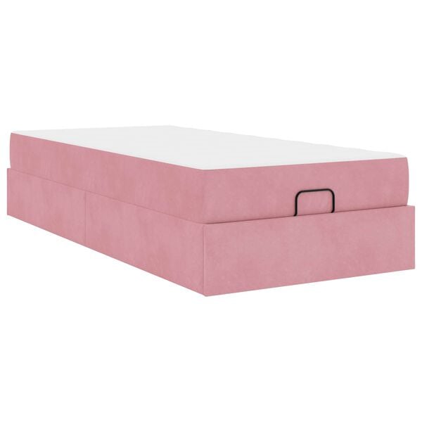 vidaXL Cadre de lit avec matelas avec matelas 2 pcs Rose Velours
