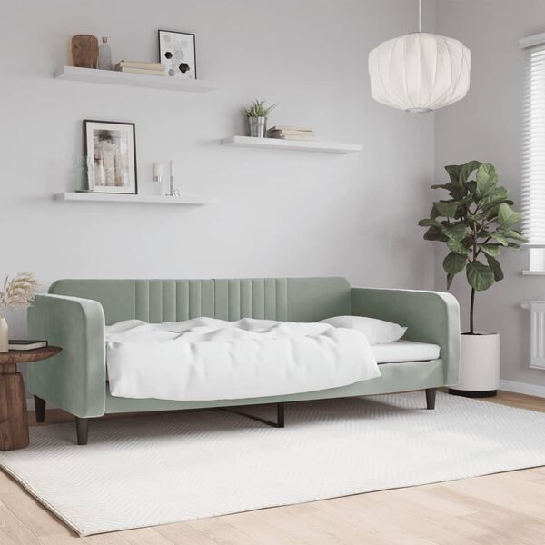 vidaXL Lit de repos sans matelas gris clair 90x190 cm velours