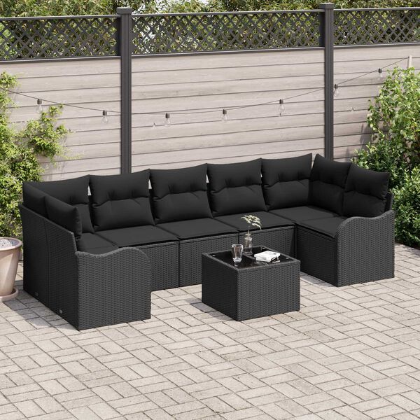 vidaXL Ensemble de canapé de jardin Noir 55 x 55 x 37 cm polyrotin