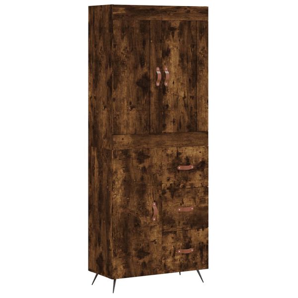 vidaXL Buffet haut Ch&ecirc;ne fum&eacute; 69,5x34x180 cm Bois d'ing&eacute;nierie