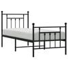 vidaXL Cadre de lit m&eacute;tal sans matelas avec pied de lit noir 75x190 cm