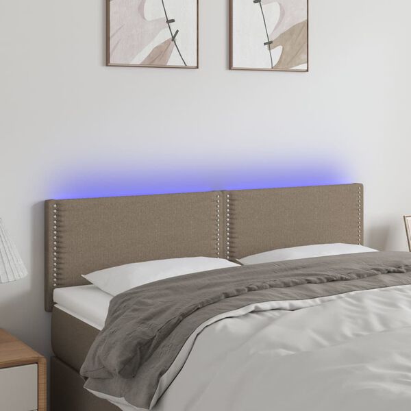 vidaXL T&ecirc;te de lit &agrave; LED Taupe 144x5x78/88 cm Tissu