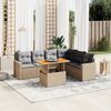 vidaXL Salon de jardin avec coussins 7 pcs beige r&eacute;sine tress&eacute;e