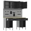 vidaXL Placard de travail 10 pcs Noir Bois d'ing&eacute;nierie et acier