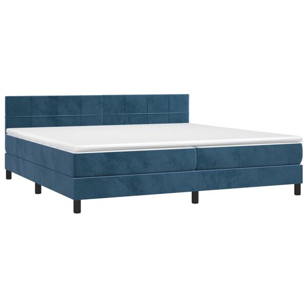 vidaXL Sommier &agrave; lattes de lit et matelas Bleu fonc&eacute; 200x200cm Velours
