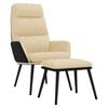 vidaXL Chaise de relaxation avec tabouret Cr&egrave;me Tissu et similicuir
