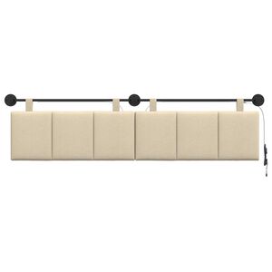 vidaXL T&ecirc;te de lit suspendue Avec lumi&egrave;re LED Cr&egrave;me Tissu