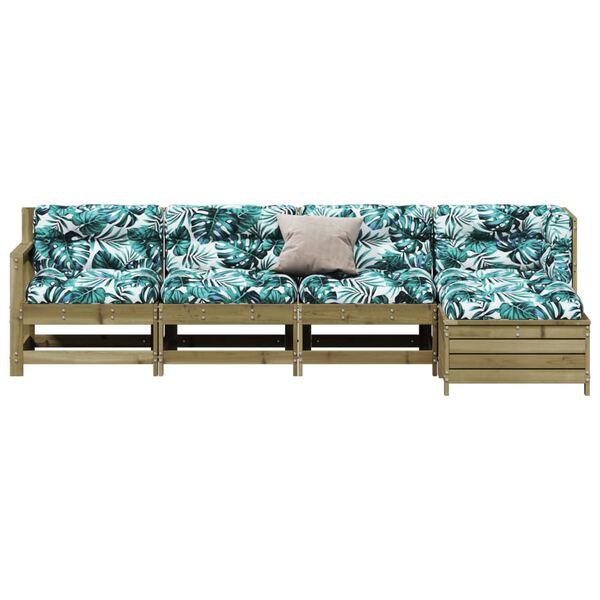 vidaXL Salon de jardin 5 pcs avec coussins bois de pin impr&eacute;gn&eacute;