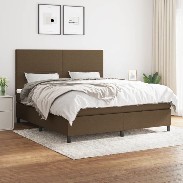 vidaXL Sommier &agrave; lattes de lit avec matelas Marron fonc&eacute; 160x200 cm