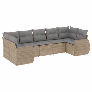 vidaXL Salon de jardin avec coussins 7 pcs beige r&eacute;sine tress&eacute;e