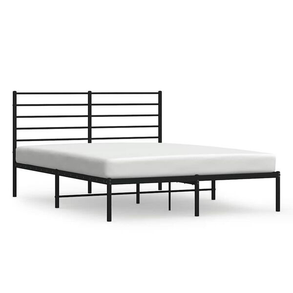 vidaXL Cadre de lit m&eacute;tal sans matelas avec t&ecirc;te de lit noir 150x200cm