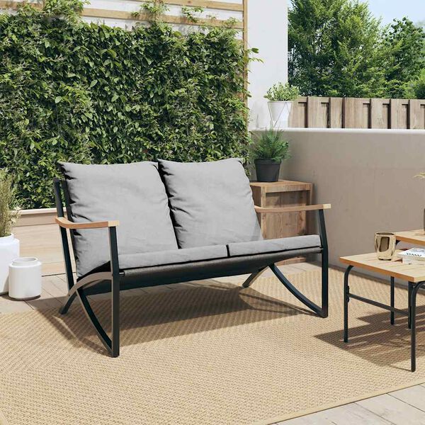 vidaXL Banc de jardin avec coussins 120 cm noir acier