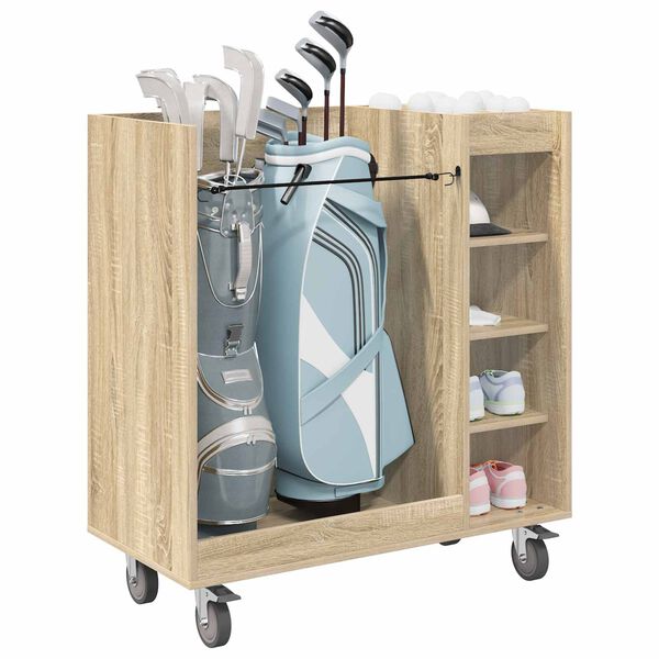 vidaXL Armoire de Golf avec roue Uni Ch&ecirc;ne Sonoma 90 x 45 x 98 cm