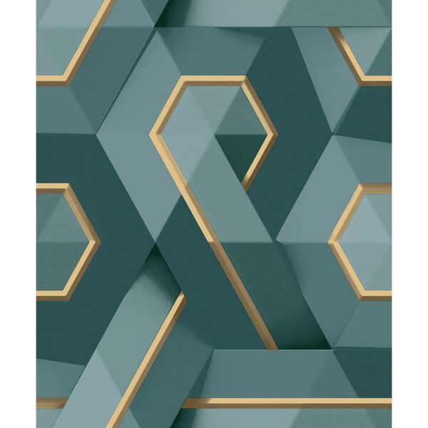 DUTCH WALLCOVERINGS Papier peint Onyx Vert et dor&eacute;