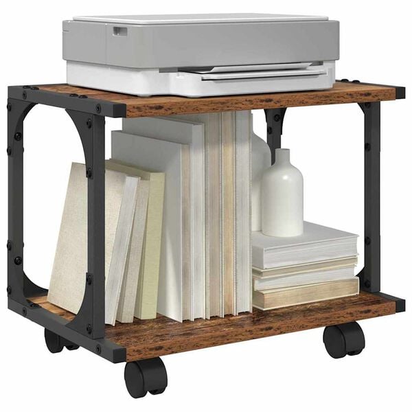 vidaXL Support d'imprimante Bois Ancien 41 x 28 x 33.5 cm