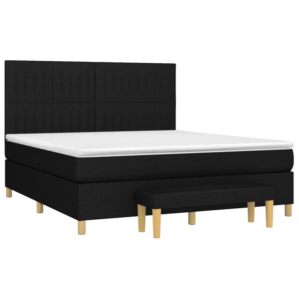 vidaXL Sommier &agrave; lattes de lit avec matelas Noir 160x200 cm Tissu