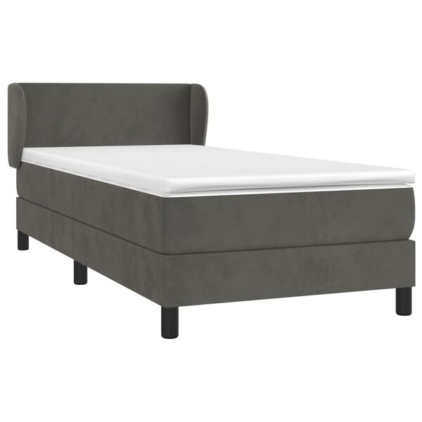 vidaXL Sommier &agrave; lattes de lit et matelas Gris fonc&eacute; 90x200 cm Velours
