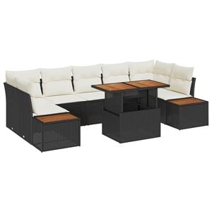 vidaXL Ensemble de canap&eacute; de jardin 8 pc Noir Poly rotin