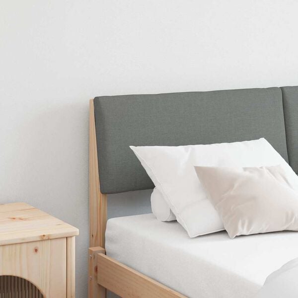 vidaXL T&ecirc;te de lit capitonn&eacute;e Gris fonc&eacute; 135 cm Pin massif