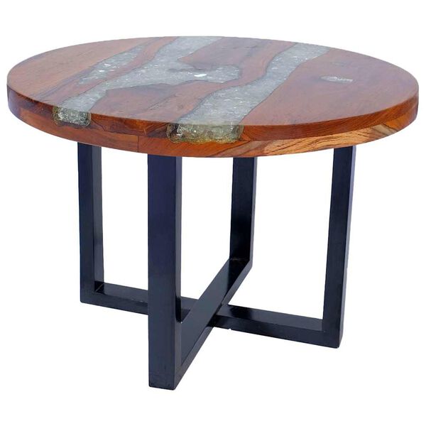 vidaXL Table basse Teck R&eacute;sine 60 cm