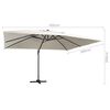 vidaXL Parasol de jardin en porte-à-faux lumières LED mât en aluminium