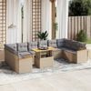 vidaXL Salon de jardin 11 pcs avec coussins beige r&eacute;sine tress&eacute;e