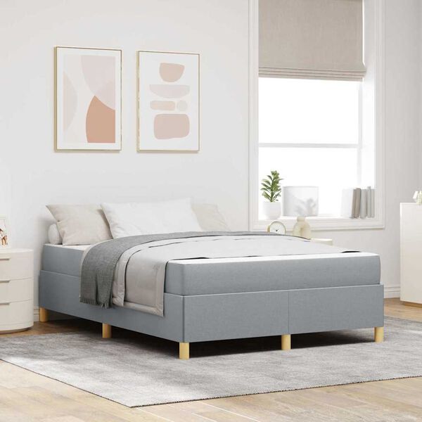 vidaXL Cadre de lit avec matelas Gris clair 140 x 190 cm tissu