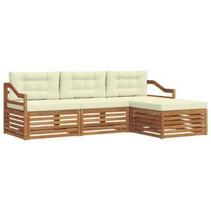 vidaXL Ensemble de canap&eacute;s d'ext&eacute;rieur 4 pc 3 place Naturel et Cr&egrave;me