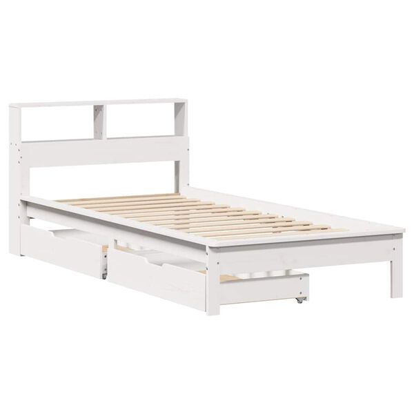 vidaXL Lit bibliothèque sans matelas blanc 75x190cm bois de pin massif