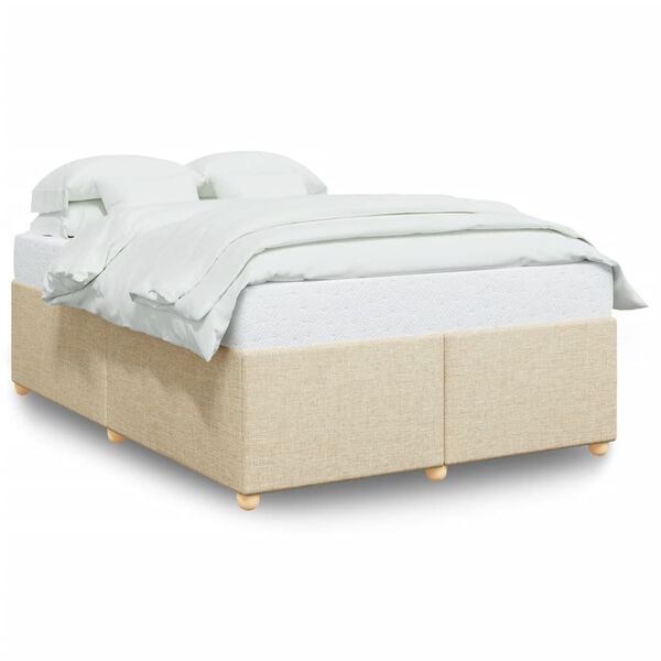 vidaXL Cadre de lit sans matelas cr&egrave;me 140x200 cm tissu
