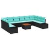 vidaXL Ensemble de canap&eacute; de jardin 11 pc Noir et turquoise