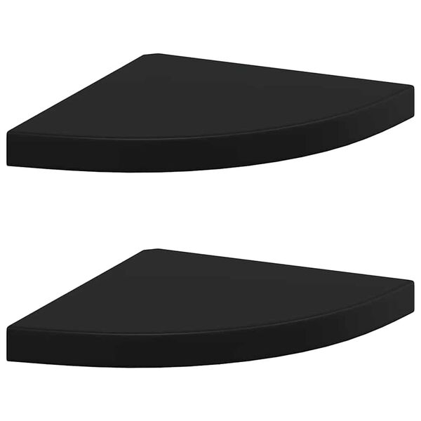vidaXL &Eacute;tag&egrave;res d'angle flottantes 2 pcs noir 35x35x3,8 cm MDF
