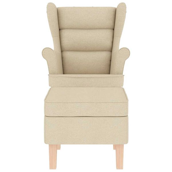 vidaXL Chaise &agrave; bascule avec repose-pied Cr&egrave;me Tissu