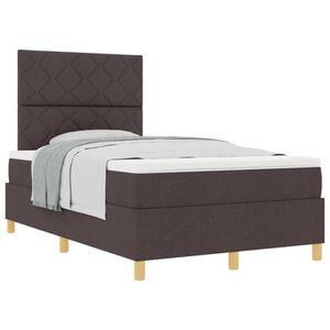 vidaXL Lit &agrave; ressorts avec matelas Marron fonc&eacute; 120 x 190 cm tissu