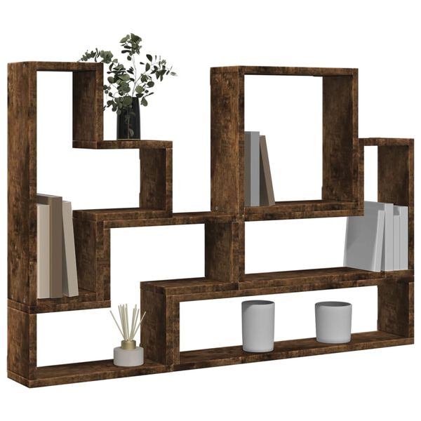 vidaXL &Eacute;tag&egrave;re murale ch&ecirc;ne fum&eacute; 96x12x64 cm bois d'ing&eacute;nierie